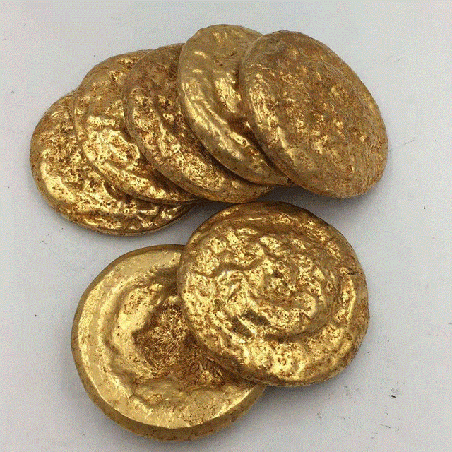 Antique Qing Dynasty Gold Coin Plated with 24K Gold Ingot Cake Collection Antique Qing Dynasty Gold Coin Plated with 24K Gold Ingot Cake Collection