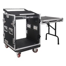 Sound Town 12U PA DJ Rack/Road Case w/ 11U Slant Mixer Top, Table STMR-S12UWT 