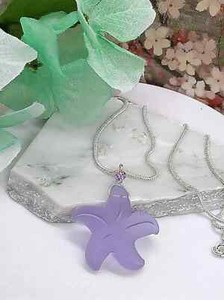 Authentic Sterling Silver Necklace Seaglass Pendant Snake Chain Necklace Starfish Pendant