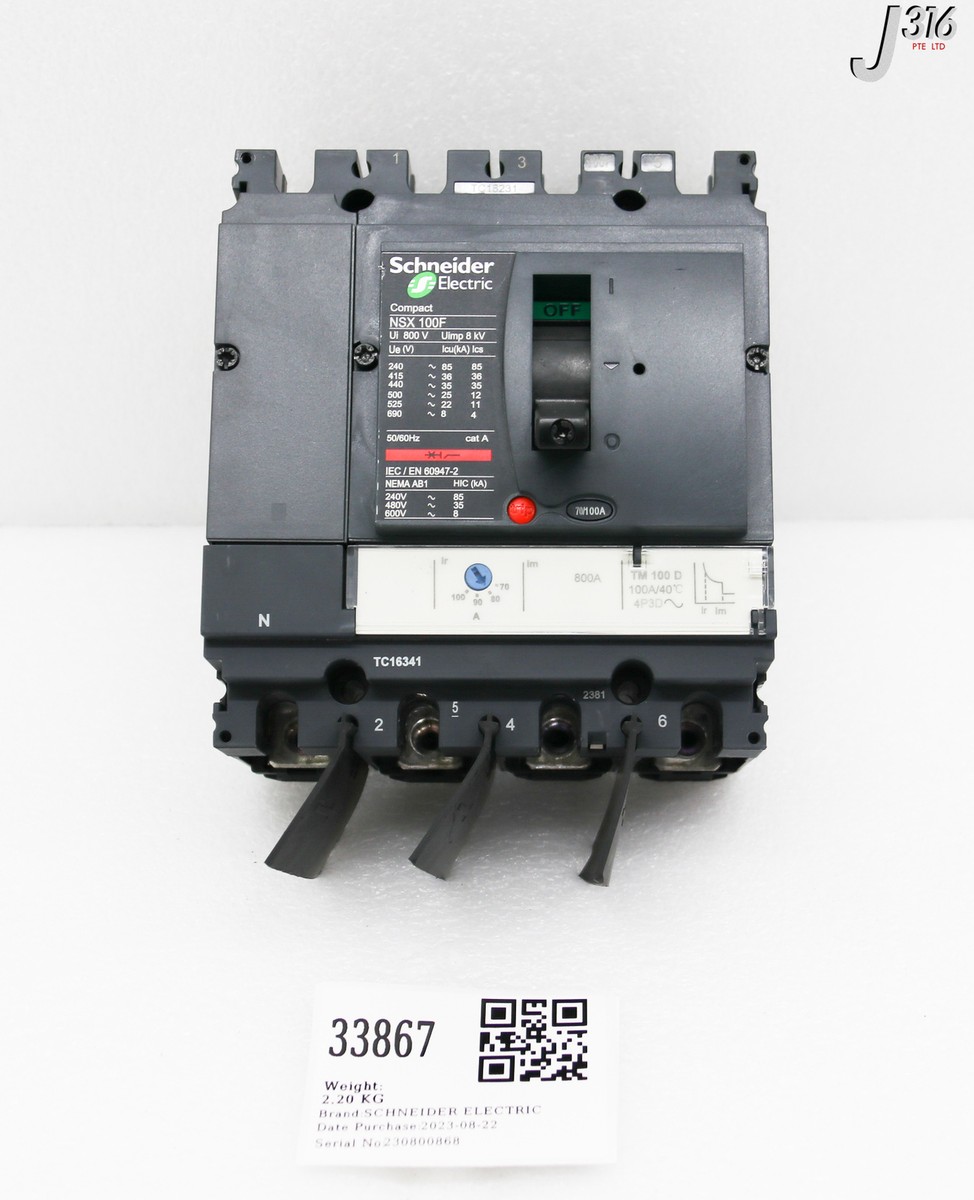 33867 SCHNEIDER ELECTRIC 4-POLE CIRCUIT BREAKER, 70/100A, LV429640