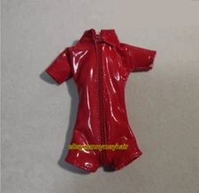 1/6 Female Red Leather Zippered Jumpsuit Shorts Clothes Fit 12'' PH TbL Figure