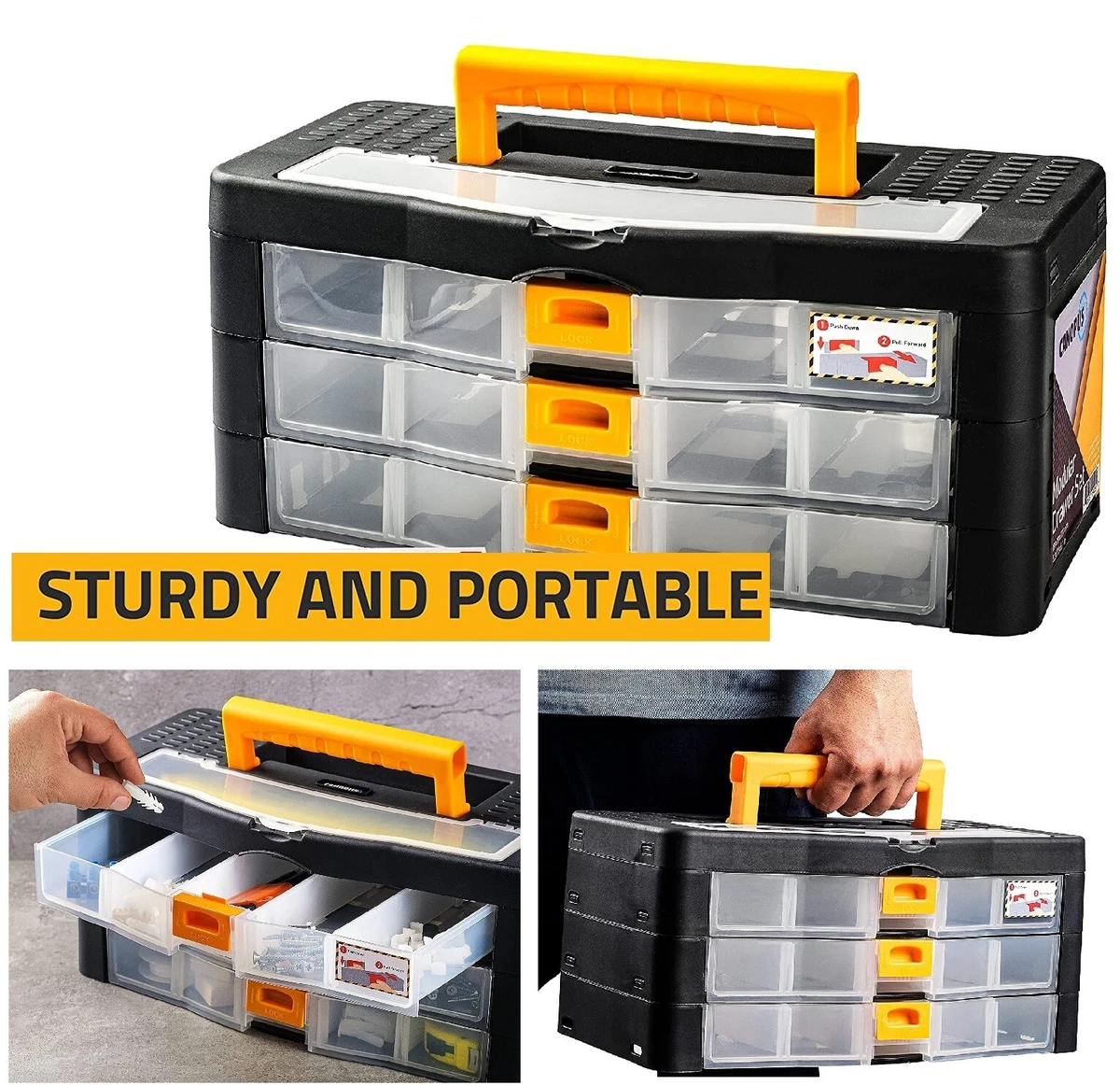 CANOPUS Plastic Tool Box, Tool Organizer with 3 Drawers – Canopus USA