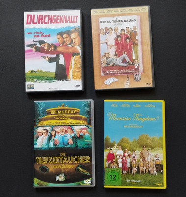 Wes Anderson DVDs - Bottle Rocket, Tiefseetaucher, Royal Tenenbaums, Moonrise