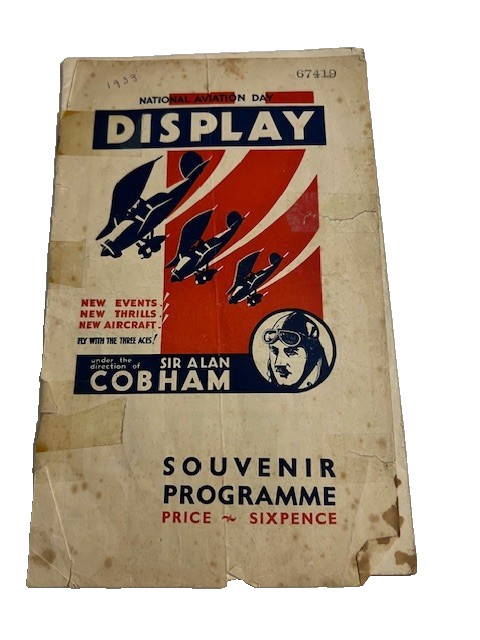 1933 NATIONAL AVIATION DAY DISPLAY SOUVENIR PROGRAMME SIR ALAN COBHAM - #1161
