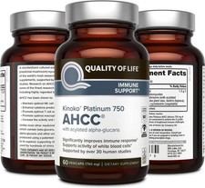 Quality of Life Kinoko Platinum AHCC 750mg Immune Support Supplement 60 vegicaps