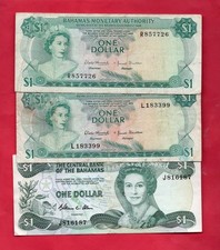 [[ 6  ]]  BAHAMAS $1 ONE DOLLAR 1965,2000,2001  BANKNOTES