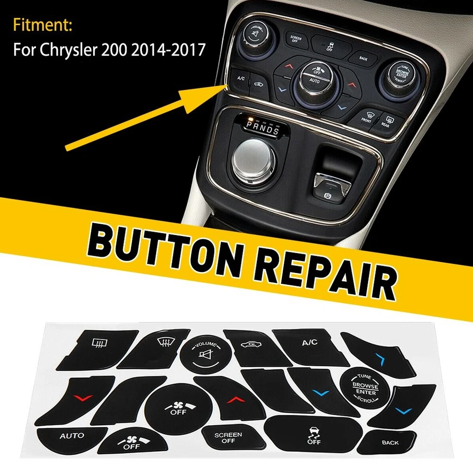 1/2 juego de calcomanías de reparación de botones de control de clima para Chrysler 200 y 300 E 2014-2017 Foto 3 de 4