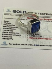 6.00 Carat Blue Sapphire NEELAM Original Certified Natural Gemstone Ring Adjusta