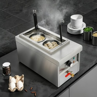 Two-Hole Electric Noodle Cooking Machine Pasta Cooker+2 Basket 2000W Commercial