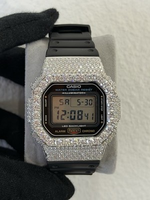 Moissanite Flawless D Color CASIO G-Shock DW5600 Watch Iced Out Bezel Mod