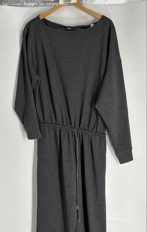 Express Womens Gray Long Sleeve Wide-Leg Classic One-Piece Jumpsuit Size Large