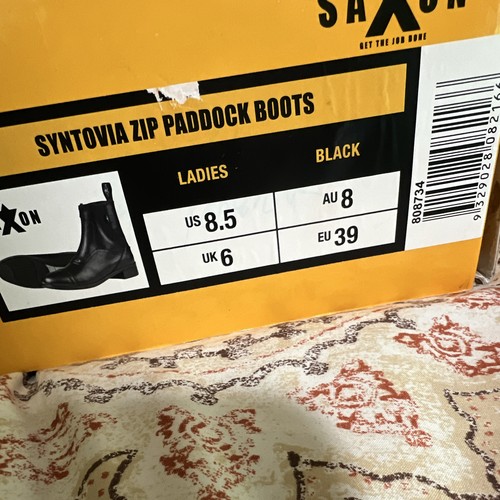 Saxon Syntovia Zip Paddock Boots Women Black US 8.5 AU 8 UK 6 EU 39 MPN 808734