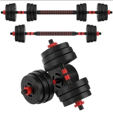 BalanceFrom 60LB 2-in-1 Portable Changeable Dumbbell and Barbell Set