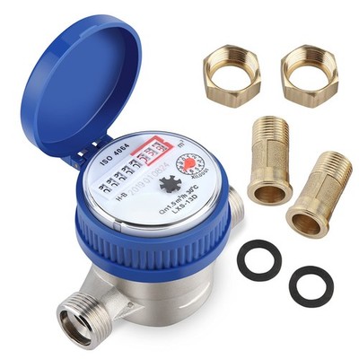 Kaltwasserzähler Wasseruhr Durchflussmesser Einstrahlzähler Geeicht Digital 1/2''