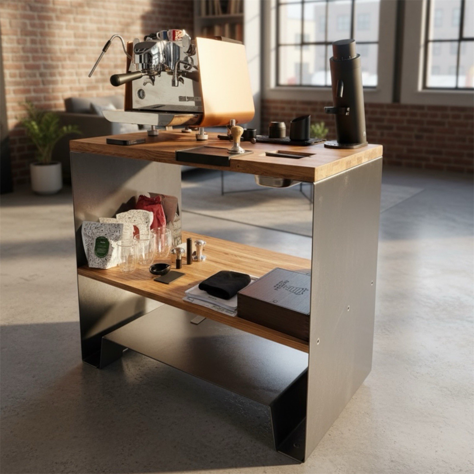 Baristatisch Espressobar Kaffeebar Bartisch Stahltisch Siebträgermaschine ROCKET