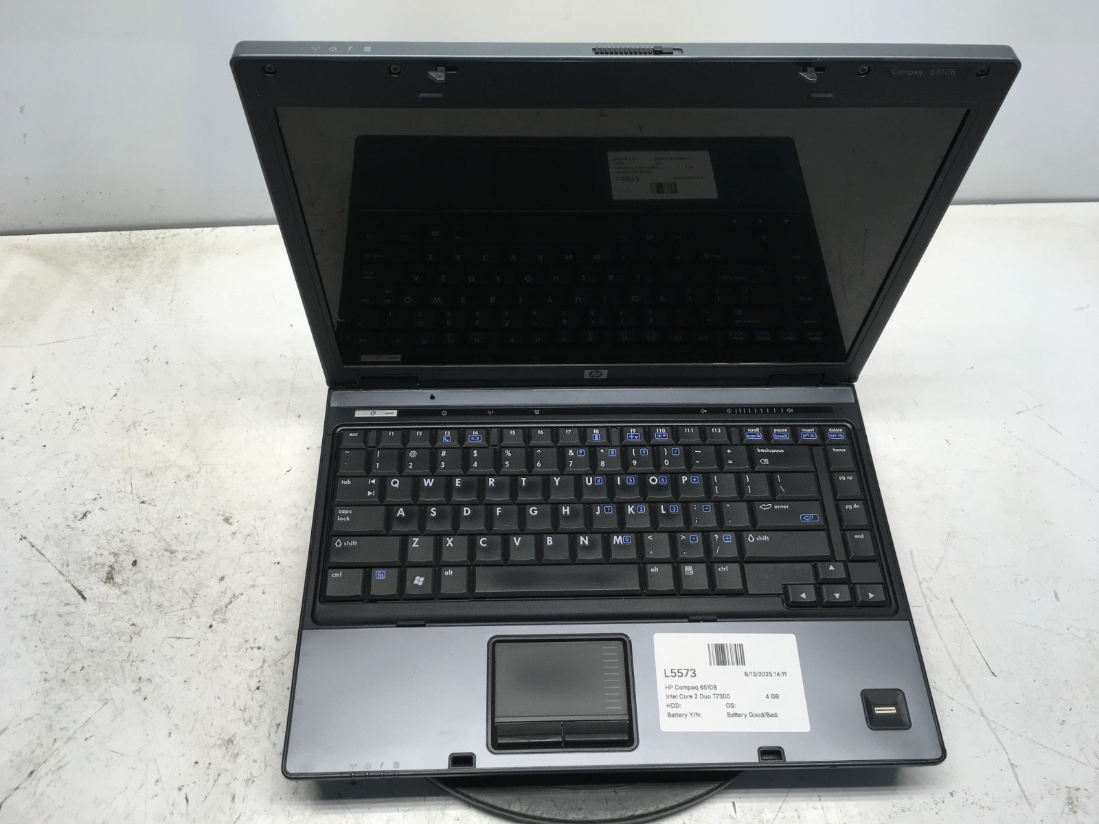 HP Compaq 6510B Intel Core 2 Duo T7300 2000MHz 4 GB NO HDD