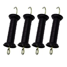 JBT 4 Pcs Plastic Electric Fence Gate Handle with Insulators Spring Black