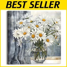 Waterproof Gray Daisy Canvas Art - Ideal for Living Room, Office & Bedroom