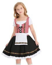 Kids Traditional Bavarian German Dirndl Oktoberfest Stretchy XS Tulle