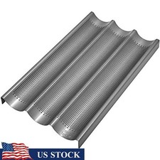 Nonstick Baguette Pan Perforated Bread Tray Heavyweight Aluminum Dishwasher Safe