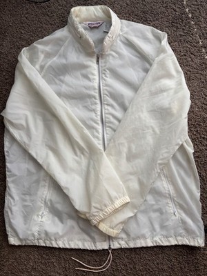 spare time vintage off white full zip wind breaker jacket mens size L