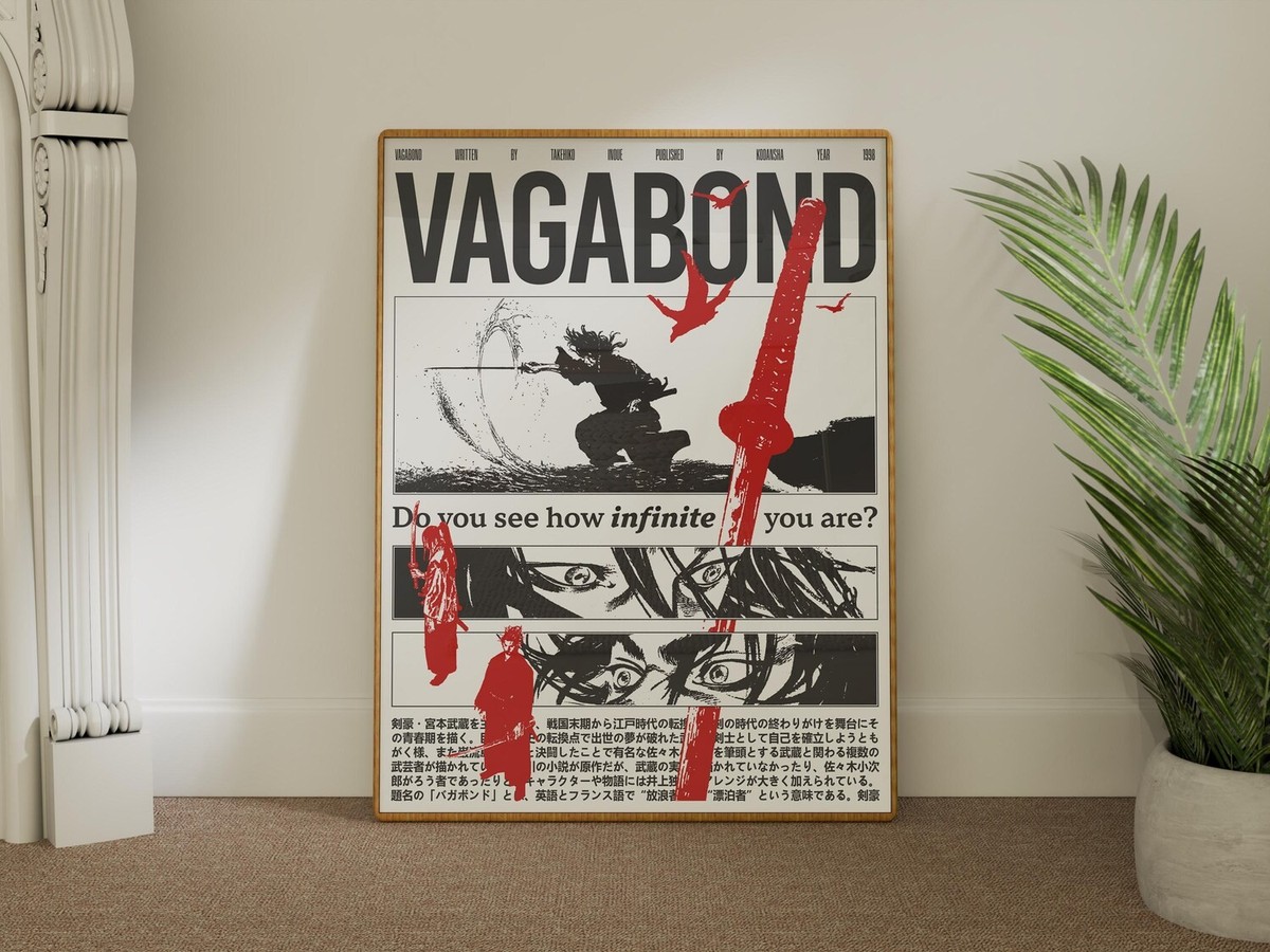 Vagabond Manga Poster – Vintage Anime Wall Art, Samurai Japanese 