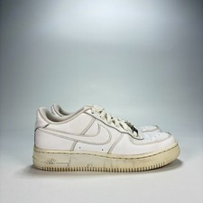 Nike Air Force 1 White Leather Lace Up Low Top Sneakers 314192-117 Youth Size 5Y