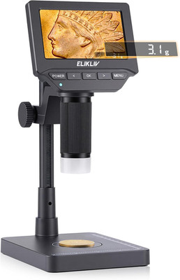 EDM4C Coin Microscope with Scale：4.3'' Digital Microscope with Adjustable LED, Er