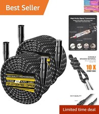 100ft Nylon Braided XLR Microphone Cables - 2 Pack for Superior Sound Quality