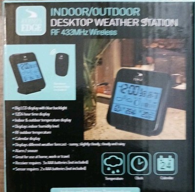 JOURNEYS EDGE WIRELESS INDOOR OUTDOOR LCD DESKTOP WEATHER STATION RF433MHZ