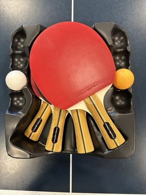 PRO-SPIN Table Tennis Set with 4 Paddles (Ping Ping Rackets)  and 2 Balls