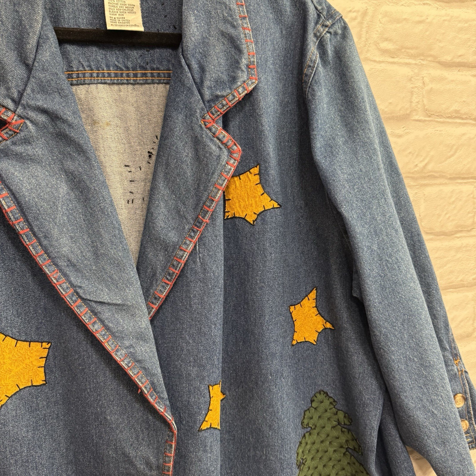 VINTAGE 80s Gitano Denim Patchwork embroidered Bl… - image 6