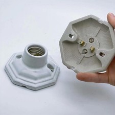 1x E26 E27 Light Socket Porcelain Ceramic Screw Socket Lamp Holder Bulb Base