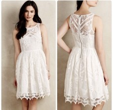 Women’s Anthropology(Maeve) Pineapple Pina Lace Dress Fit & Flare Ivory Size 6