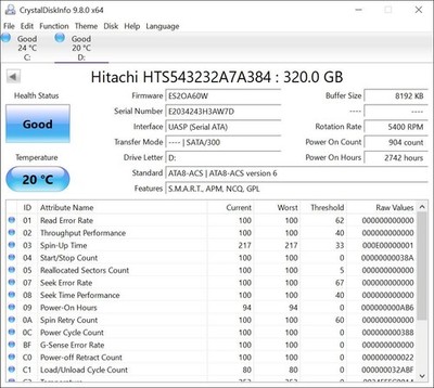 HITACHI HTS543232A7A384, 320GB, 5400RPM, 2.5'' laptop hard disk