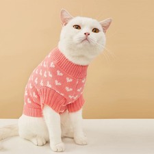 Cute Cat Sweater Classic Heart Graphic Cat Clothes Soft Warm Pet Clothing For Au