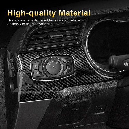 REAL HARD Carbon Fiber Headlight Switch Cover Black For Ford Mustang 2015-2023 - Picture 5 of 8