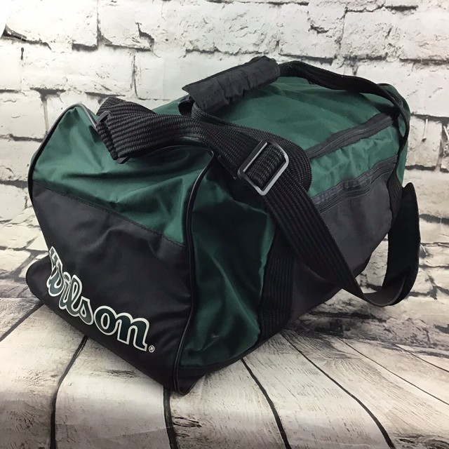 Vintage Wilson Duffle Sport Gym Bag Travel Tote Green Black 9”X9”X18