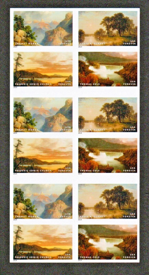 #4917-4920 MNH, HUDSON RIVER SCHOOL-AMERICAN TREASUERS BOOKLET, FV $15.60 (2014) - Image 3 of 3