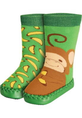 Playshoes Hausschuh Hüttenschuh Affe Kinder Jungen grün bis Gr. 29