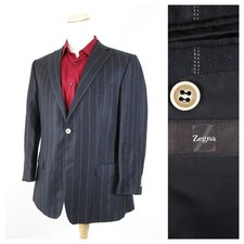Z Zegna Ermenegildo Zegna City Black Pinstripe Chalkststripe Wool Sport Coat 44L
