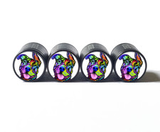 Pittie Pitbull Dog Style 1 Tire Valve Caps - Black Aluminum - Set Of Four Pittie Pitbull Dog Style 1 Tire Valve Caps - Black Aluminum - Set Of Four