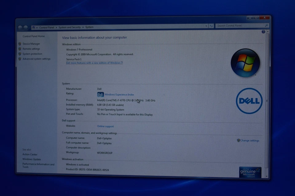 Dell Optiplex 9020 Quad Core i7-4770 3.4GHz 4GB RAM 1TB HDD Windows 7 Pro 32-bit - Image 3 of 4