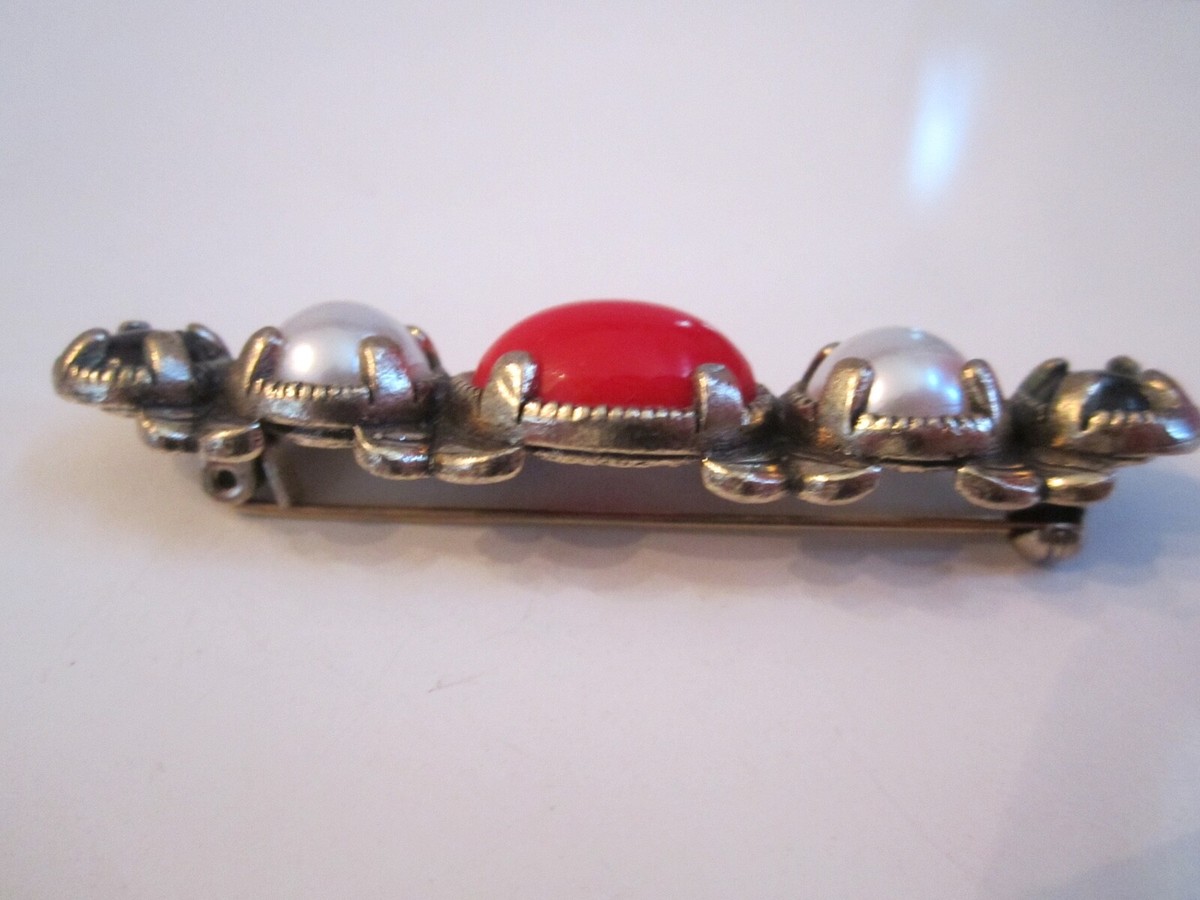 VINTAGE FAUX GEMSTONE BROOCH PIN - SIGNED BY DESIGNER? - BBA28 | eBay