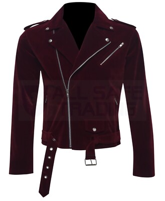 Men's Gothic Velvet Motorcycle Jacket Punk EMO Biker Fashion Jacket