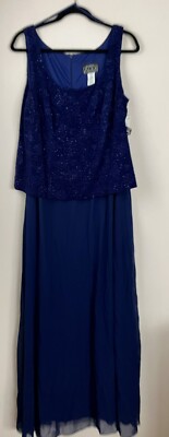 New W Tags Alex Evenings Plus 1X 16W Electric Blue 2 Piece Formal Dress  W/Jacket | eBay