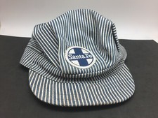 Santa Fe Railroad Train Child Engineer Hat w/ Patch Blue White Stripe Cotton M