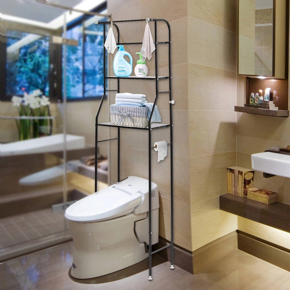 Estante de almacenamiento sobre el inodoro organizador de ahorro de espacio de estante de baño de metal de 4 niveles Foto 3 de 4