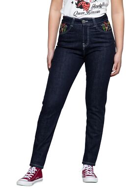 QUEEN KEROSIN Damen High Waist Jeanshose im 50s Western Look
