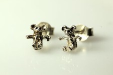 CUTE 925 Sterling Silver Teddy Bear Post Earrings 0.7 Grams EAR1161 
